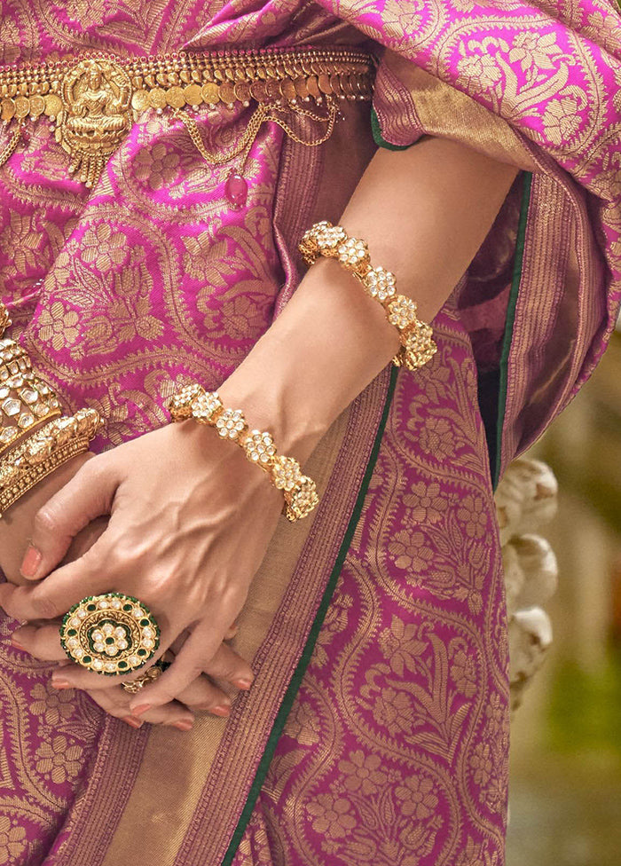 Pink Dupion Silk Saree With Blouse Piece