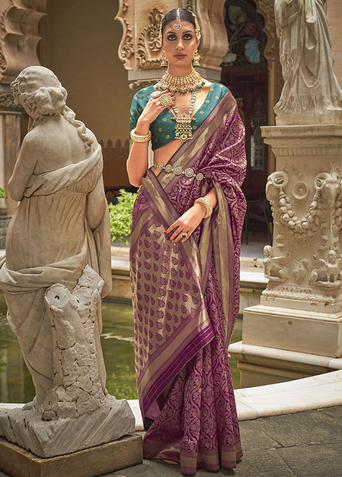 Purple Dupion Silk Saree With Blouse Piece