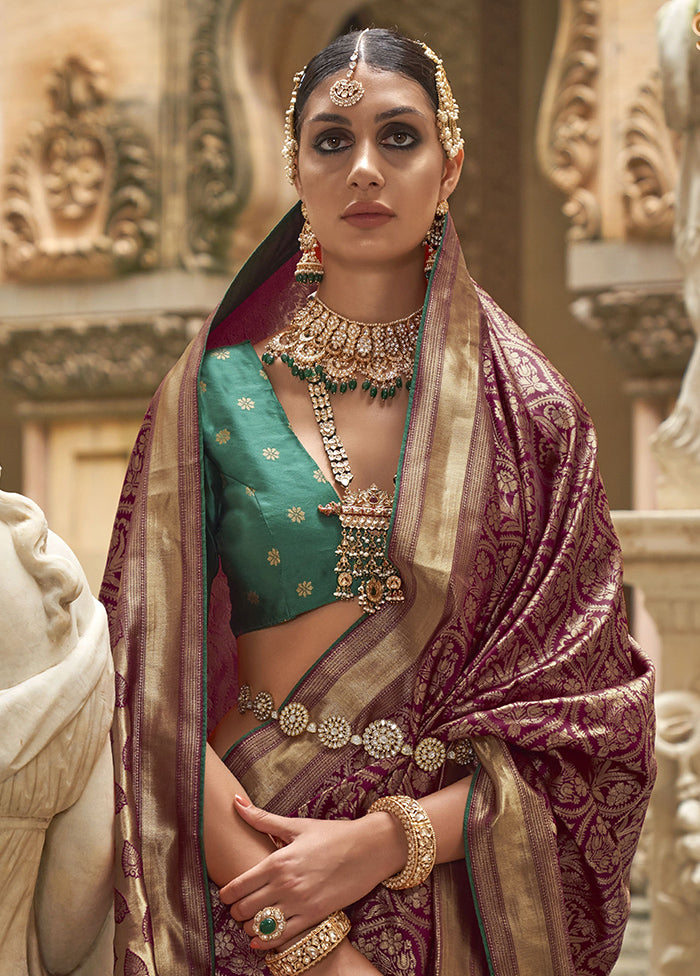 Purple Dupion Silk Saree With Blouse Piece