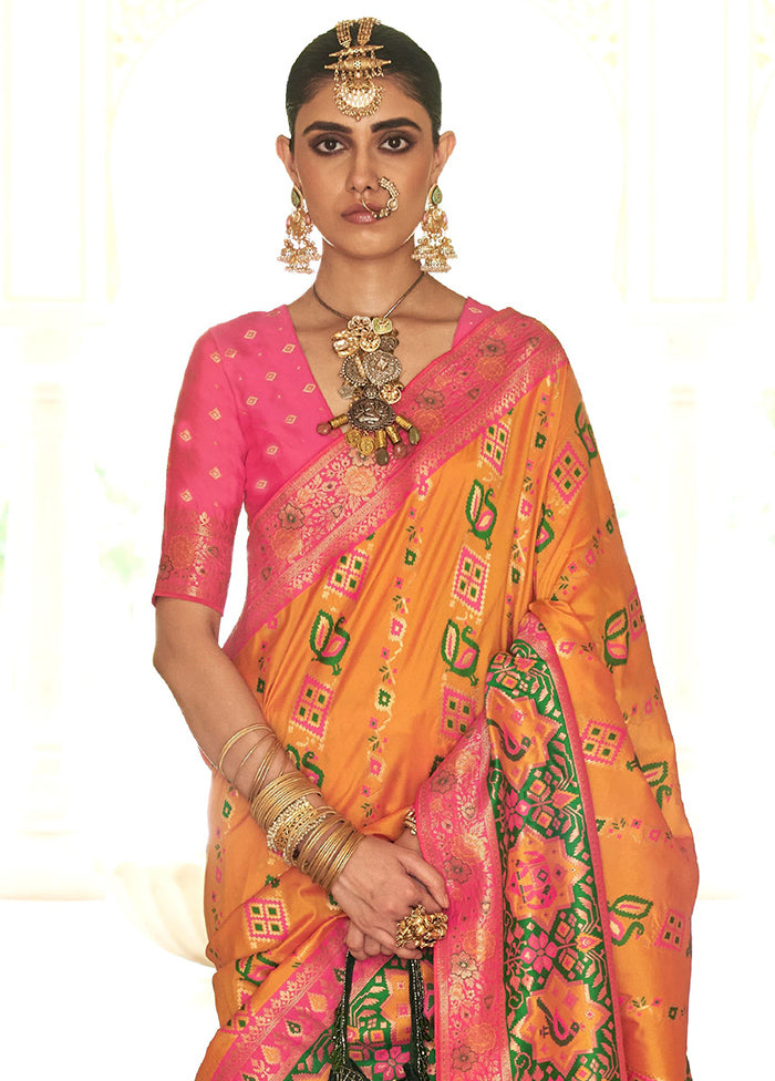 Yellow Dupion Silk Saree With Blouse Piece