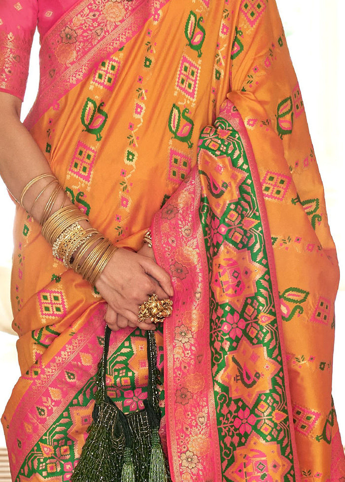 Yellow Dupion Silk Saree With Blouse Piece