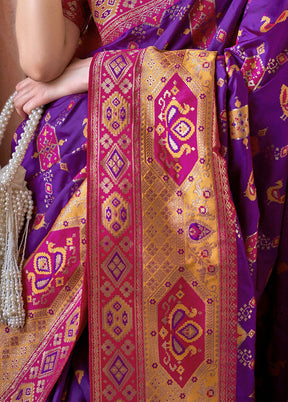 Purple Dupion Silk Saree With Blouse Piece