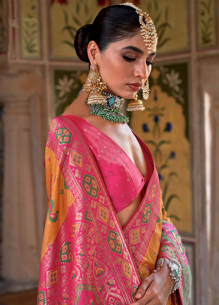 Orange Dupion Silk Saree With Blouse Piece