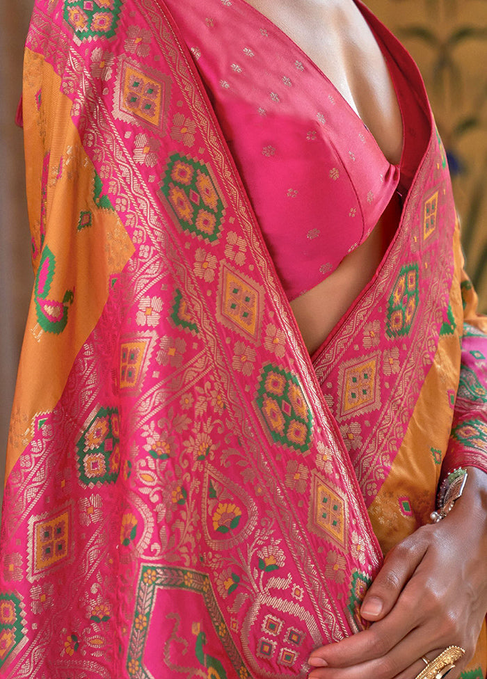 Orange Dupion Silk Saree With Blouse Piece