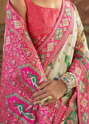 White Dupion Silk Saree With Blouse Piece