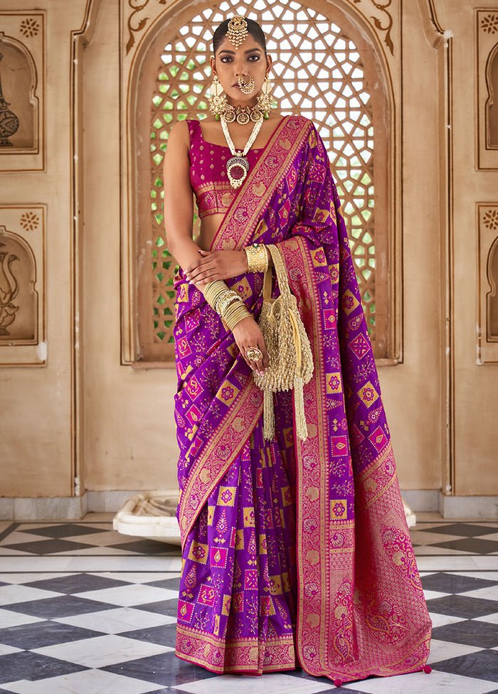 Purple Dupion Silk Saree With Blouse Piece