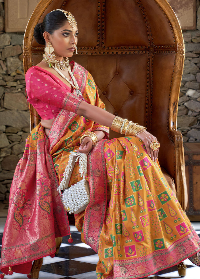 Orange Dupion Silk Saree With Blouse Piece