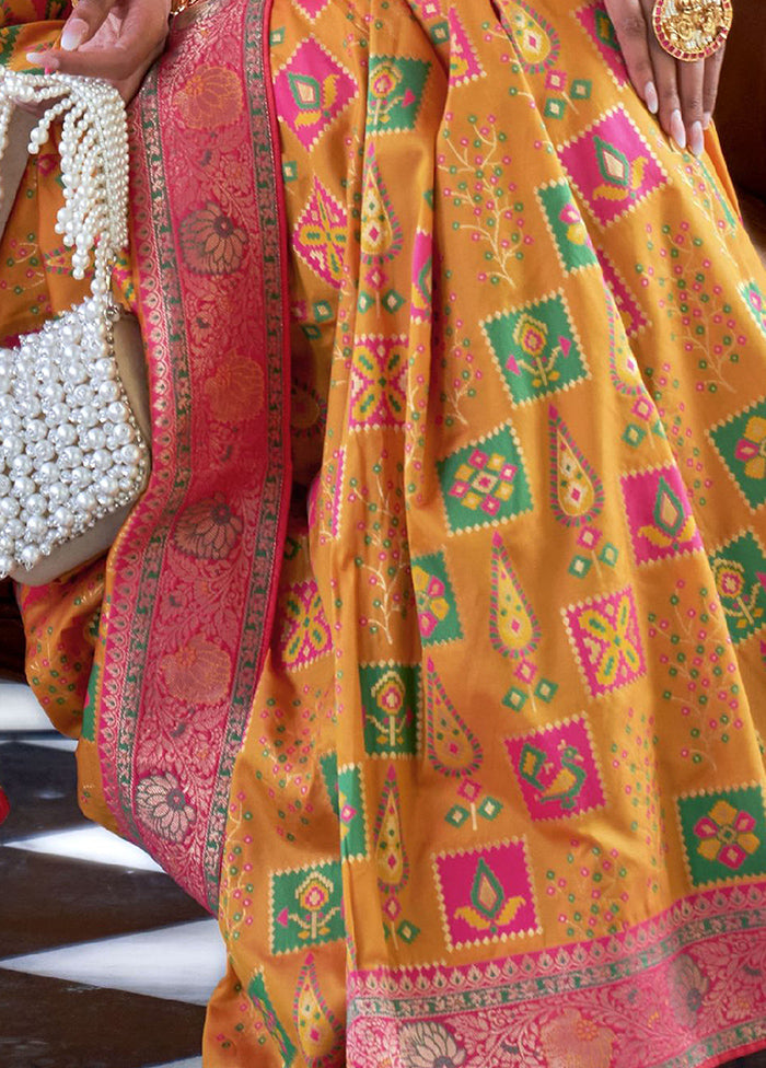 Orange Dupion Silk Saree With Blouse Piece