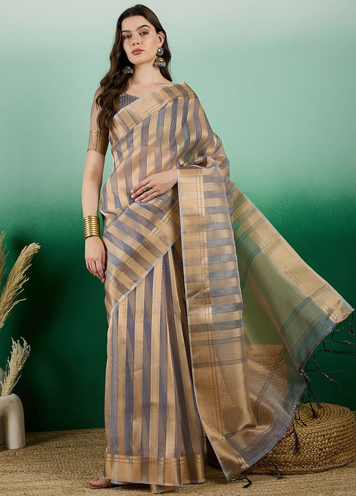 Grey Organza Saree With Blouse Piece