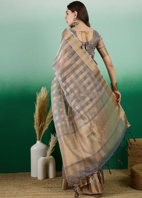 Grey Organza Saree With Blouse Piece