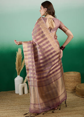 Rust Organza Saree With Blouse Piece