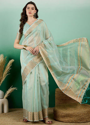 Cream Organza Saree With Blouse Piece