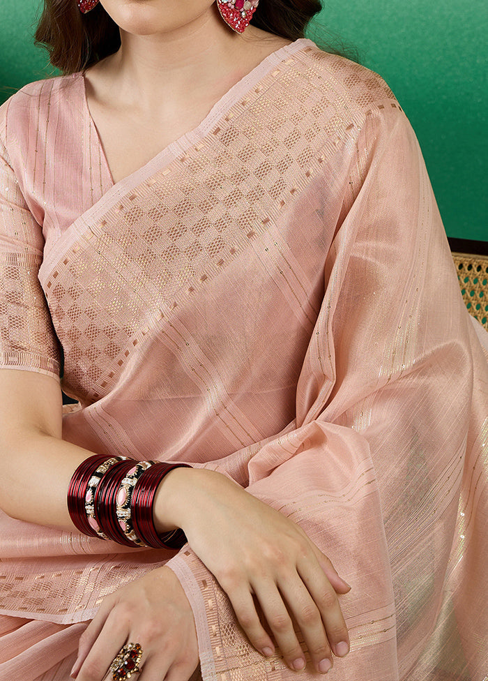 Pink Organza Saree With Blouse Piece