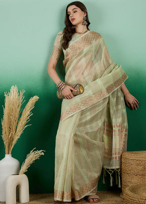 Yellow Organza Saree With Blouse Piece