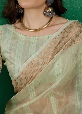 Yellow Organza Saree With Blouse Piece