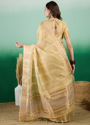 Green Organza Saree With Blouse Piece