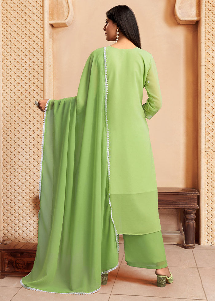 3 Pc Green Readymade Georgette Suit Set