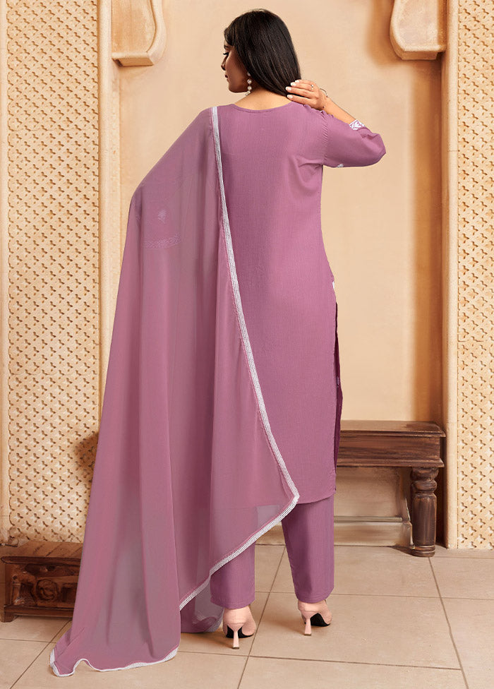 3 Pc Pink Readymade Rayon Suit Set