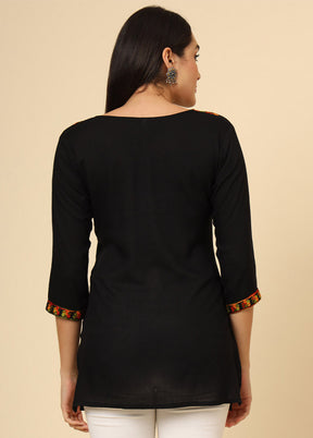 Black Readymade Rayon Short Kurti