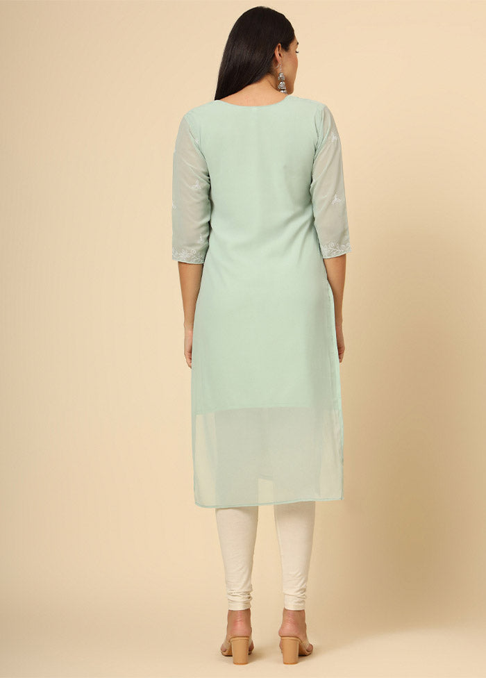 Sea Green Readymade Georgette Kurti