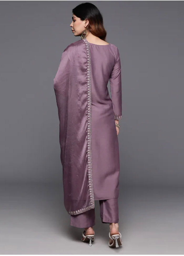 3 Pc Purple Readymade Viscose Suit Set