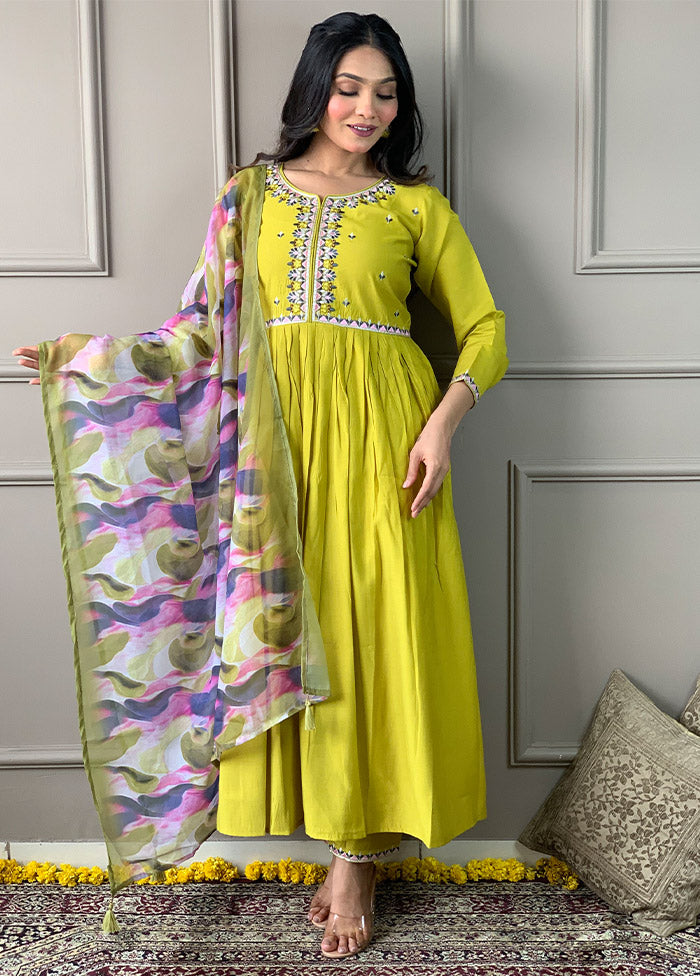 3 Pc Lemon Readymade Viscose Suit Set