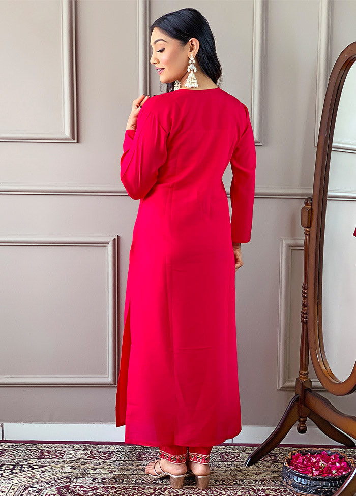 3 Pc Pink Readymade Viscose Suit Set