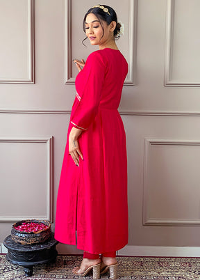 3 Pc Pink Readymade Viscose Suit Set