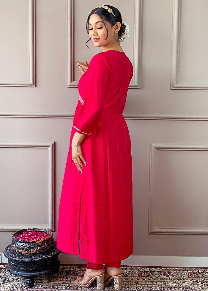 3 Pc Pink Readymade Viscose Suit Set