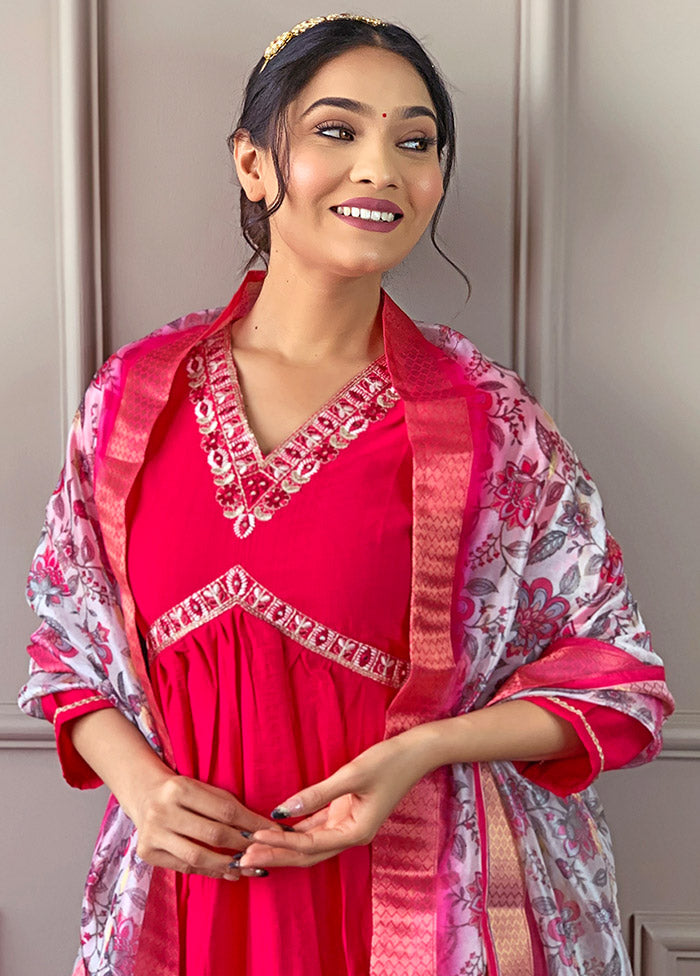 3 Pc Pink Readymade Viscose Suit Set