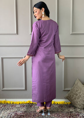 3 Pc Purple Readymade Viscose Suit Set