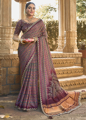 Purple Dupion Silk Saree With Blouse Piece