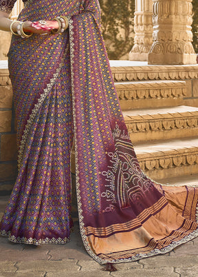 Purple Dupion Silk Saree With Blouse Piece