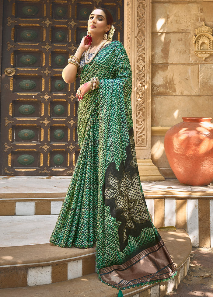 Green Dupion Silk Saree With Blouse Piece