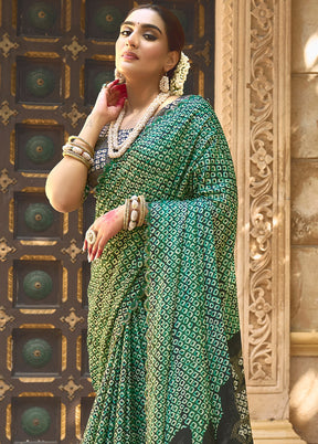 Green Dupion Silk Saree With Blouse Piece