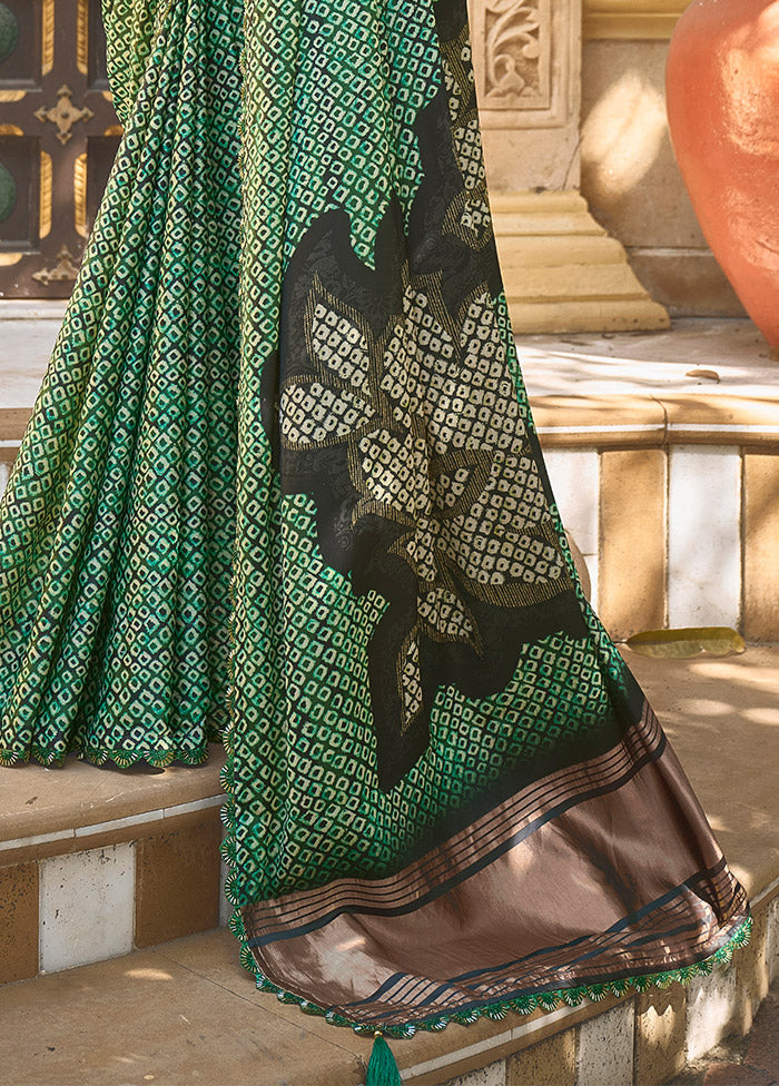 Green Dupion Silk Saree With Blouse Piece