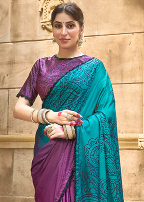 Purple Dupion Silk Saree With Blouse Piece