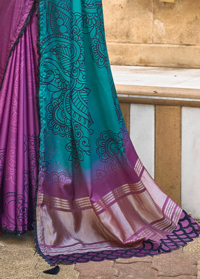 Purple Dupion Silk Saree With Blouse Piece