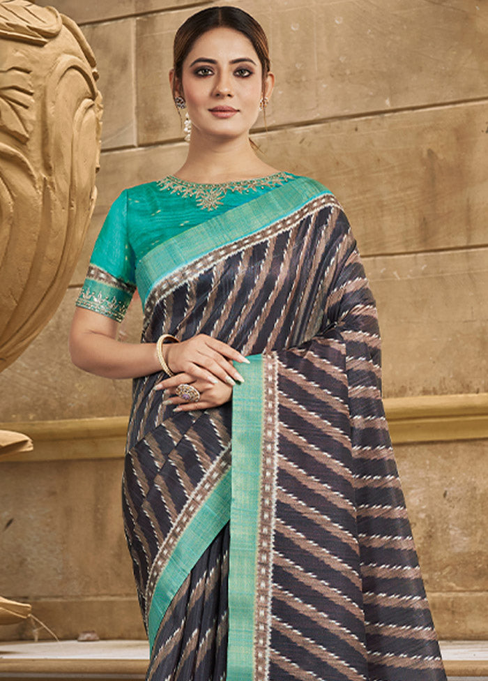 Brown Dupion Silk Saree With Blouse Piece