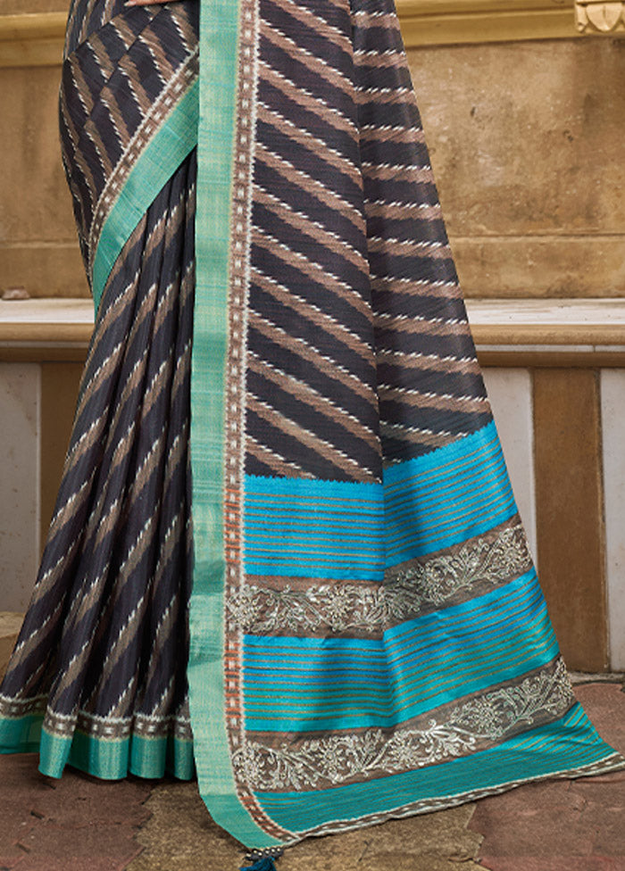 Brown Dupion Silk Saree With Blouse Piece