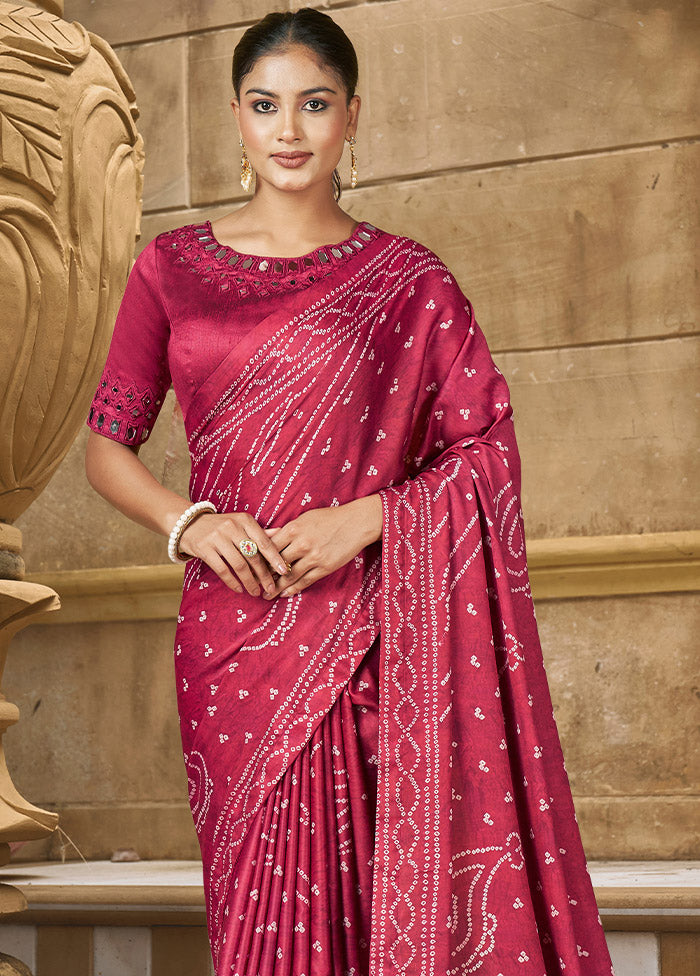 Pink Dupion Silk Saree With Blouse Piece