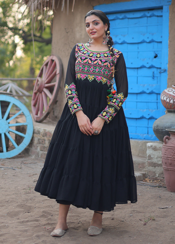 Black Readymade Georgette Indian Dress