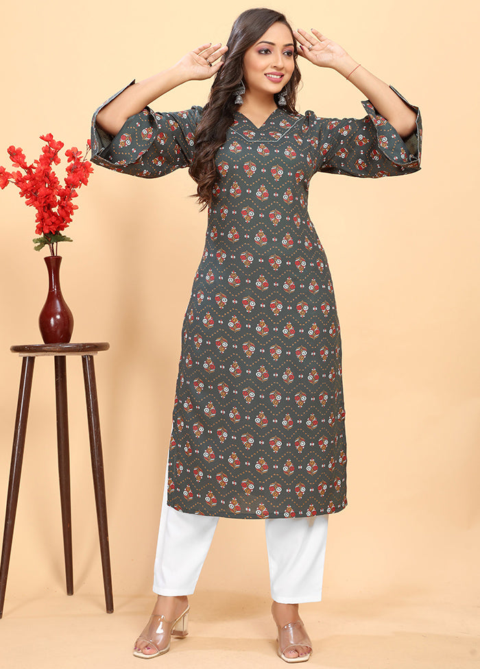 2 Pc Grey Readymade Rayon Kurti Set