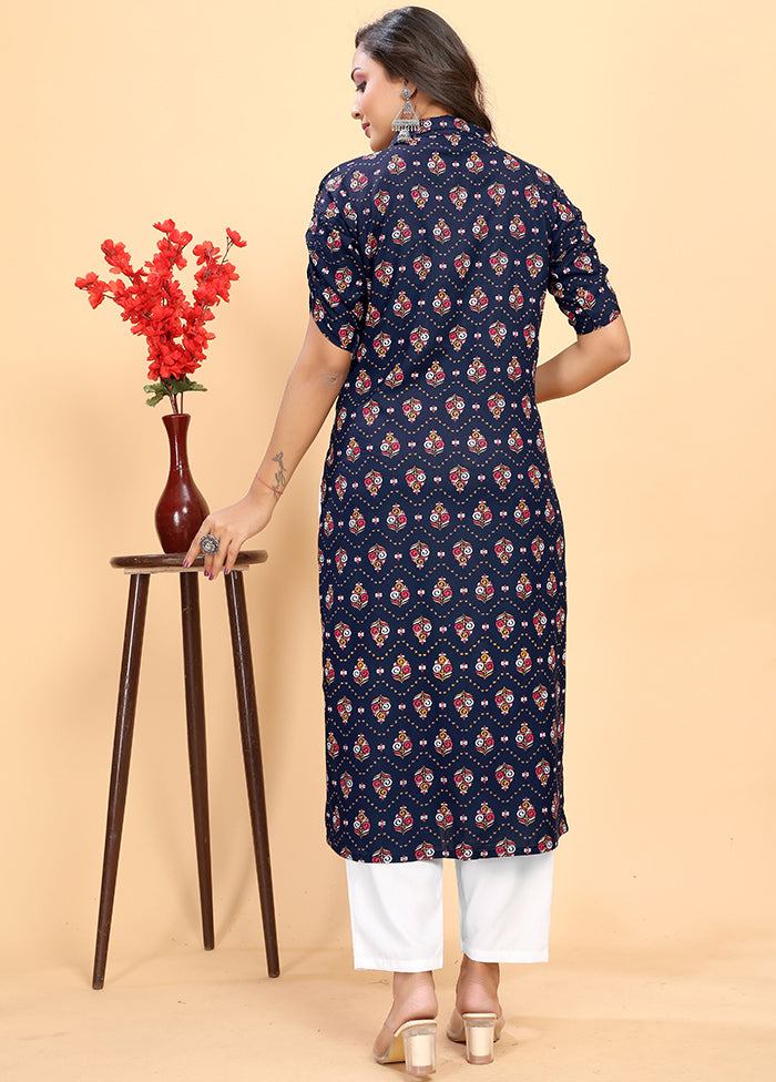 2 Pc Blue Readymade Rayon Kurti Set