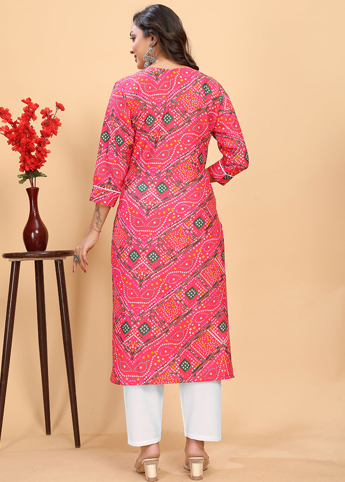 2 Pc Pink Readymade Rayon Kurti Set