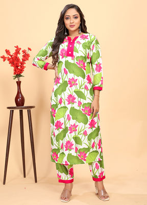 2 Pc Green Readymade Rayon Kurti Set