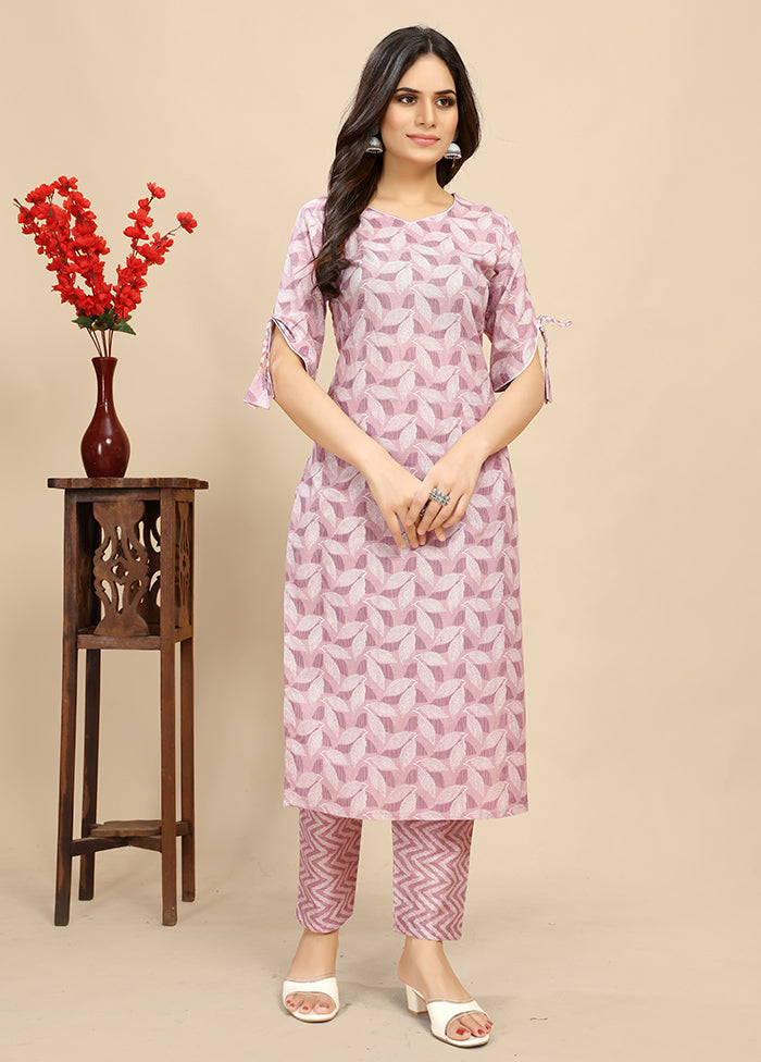 2 Pc Pink Readymade Cotton Kurti Set