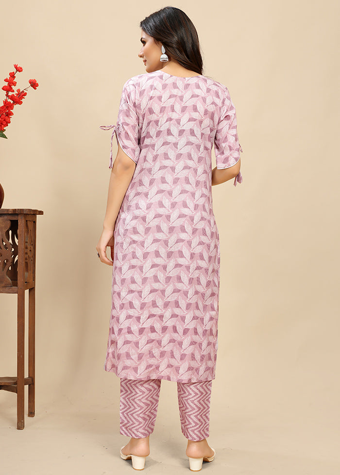 2 Pc Pink Readymade Cotton Kurti Set