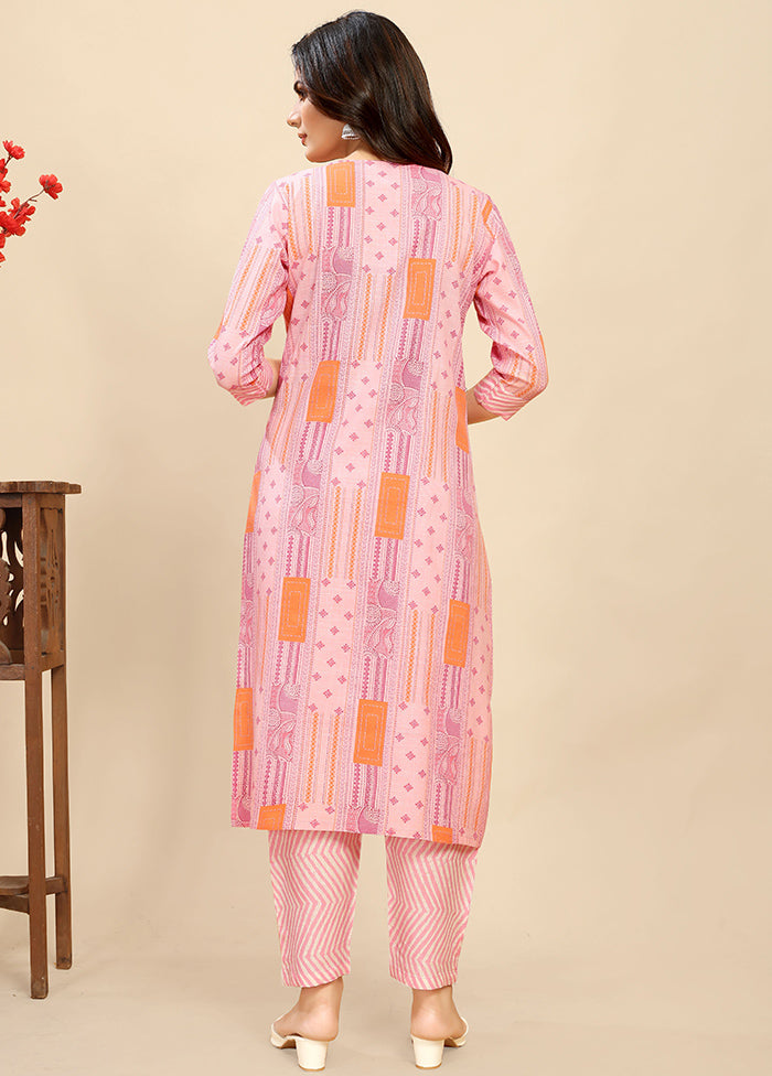 2 Pc Pink Readymade Cotton Kurti Set