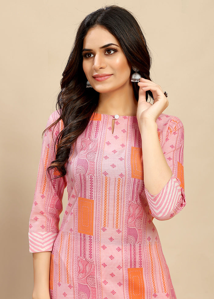 2 Pc Pink Readymade Cotton Kurti Set